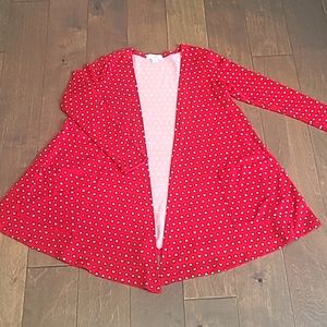 Valentines Lularoe XS Red/White Heart Cardigan